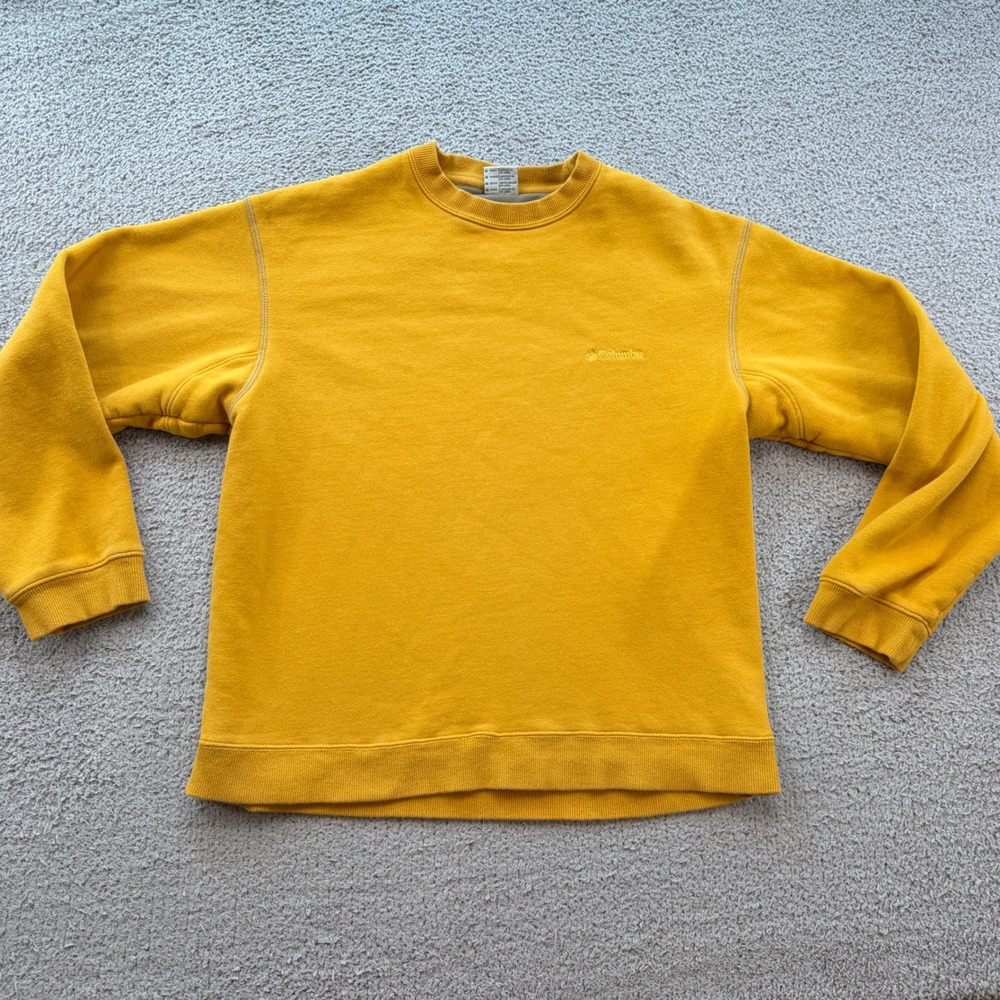 Columbia Mens Mustard Yellow Crewneck Sweatshirt AM6992 Medium 2000s